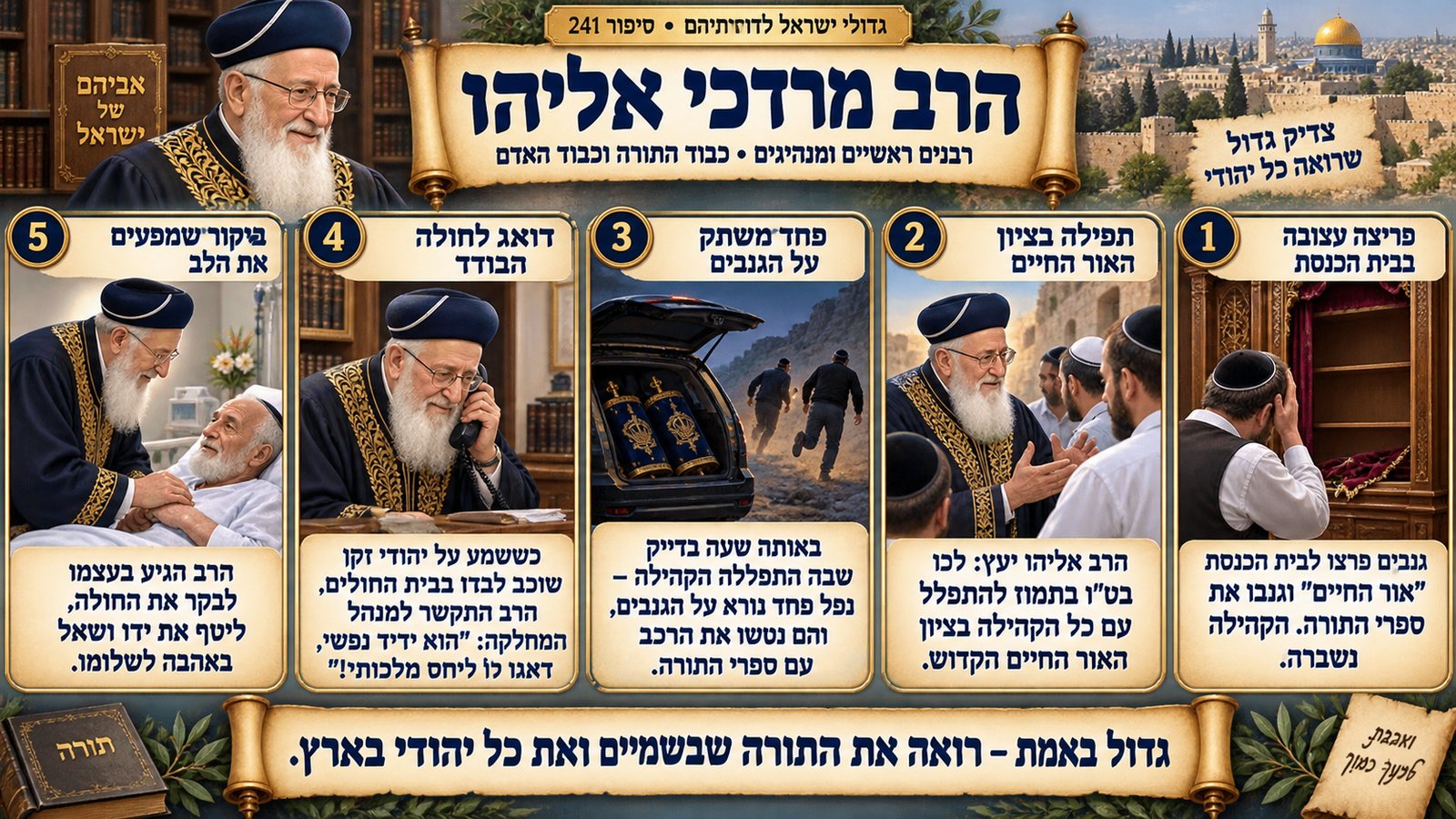 תמונת סיכום — רבנים ראשיים ומנהיגים: הרב מרדכי אליהו